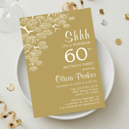 Invitación Antique Gold Pine Branch Surprise 60th Birthday