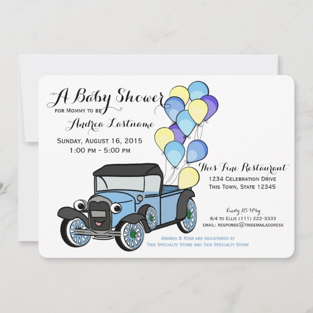 Invitación Antique Truck Baby Shower (Anverso)