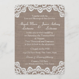 Invitación Antísimo Crochet Lace y Burlap