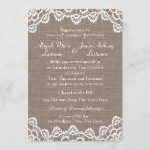 Invitación Antísimo Crochet Lace y Burlap