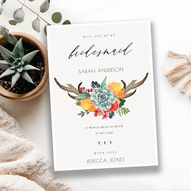 INVITACIÓN ANTLER BOHEMIAN ALLURE BRIDESMAID (Subido por el creador)