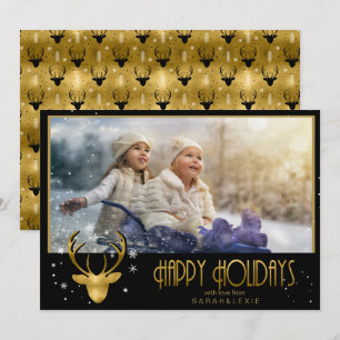 Invitación Antlers de venado Flechas Navidades Foto V2 Gold I