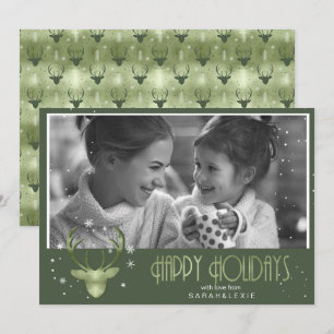 Invitación Antlers de venado Flechas Navidades Foto V2 Green