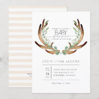 Antlers Rústicas Femeninas | Baby Shower acuarela