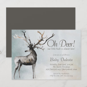 Invitación Antlers Rústicos   Oh Deer Little Buck Baby Shower