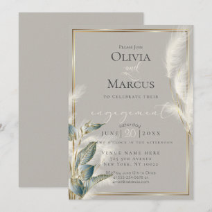 Invitación Antrurio verde azulado y Grasa Feathery Pampas
