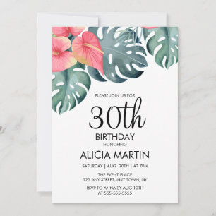 Invitación Anturio tropical de verano y cumpleaños de Monster