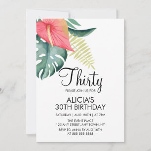 Invitación Anturio tropical y color de agua de Monstera Cumpl