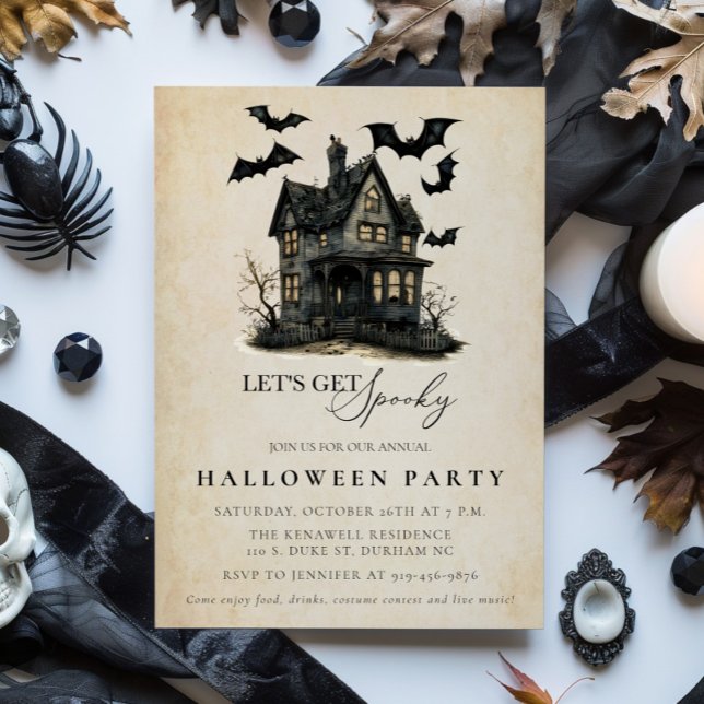 Invitación anual a la fiesta de Halloween en la ca (Haunted House Annual Halloween Invitation)