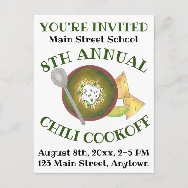 Invitación anual al evento Cookoff Chili (Anverso)