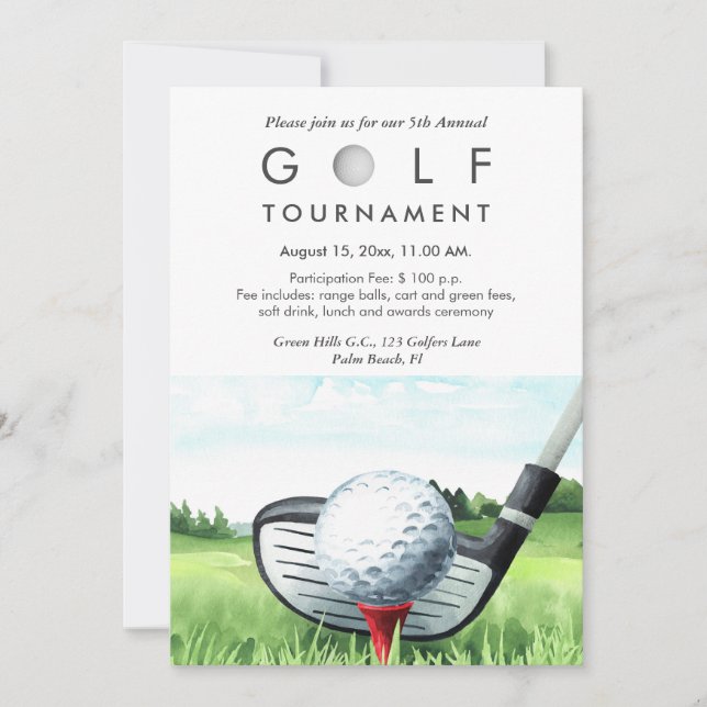 Invitación anual del Torneo de Golf (Anverso)