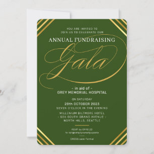 Invitación ANUAL GALA elegante evento moderno oro verde oscur
