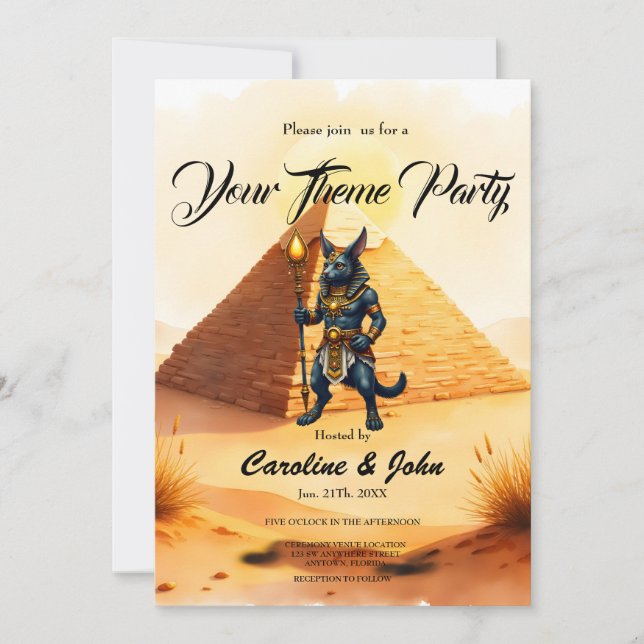 Invitación Anubis personalizado - Dios egipcio de la vida des (Anverso)
