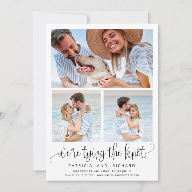 Invitación Anudando El Nudo Boda Guardar La Fecha 3 Foto (Anverso)