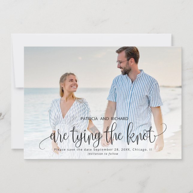Invitación Anudando El Nudo Boda Guardar La Fecha Foto (Anverso)