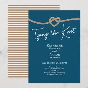 Invitación Anudando la Cuerda Azul Costero Náutico Boda