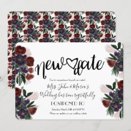 Invitación Anulación de boda de Floral Borgoña Nueva Fecha