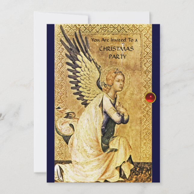 Invitación ANUNCIACIÓN ANGEL MONOGRAM ,Ruby Rojo (Anverso)