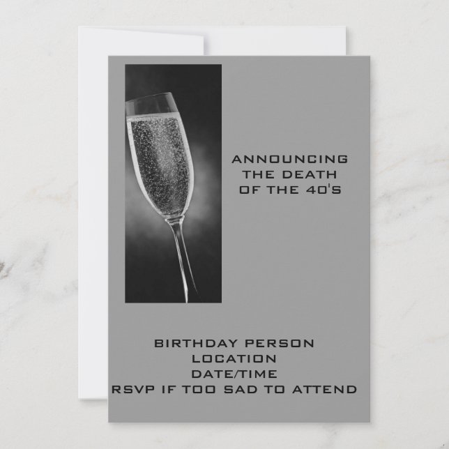 INVITACIÓN ANUNCIANDO LA MUERTE DEL INVITADO DE LOS 40 (Anverso)