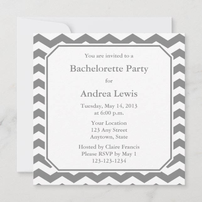 Invitación / Anuncio de Despedida de Soltera Gris (Anverso)