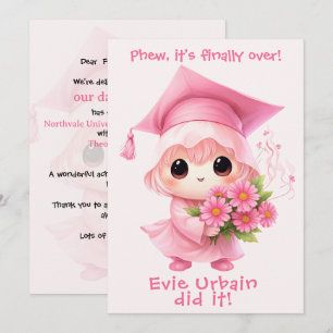 Invitación 🎓Anuncio de graduación de la celebración rosa Chi