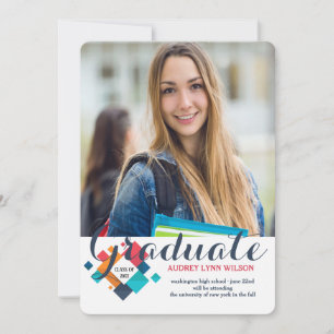 Invitación Anuncio/invitación de graduación de fotos de color