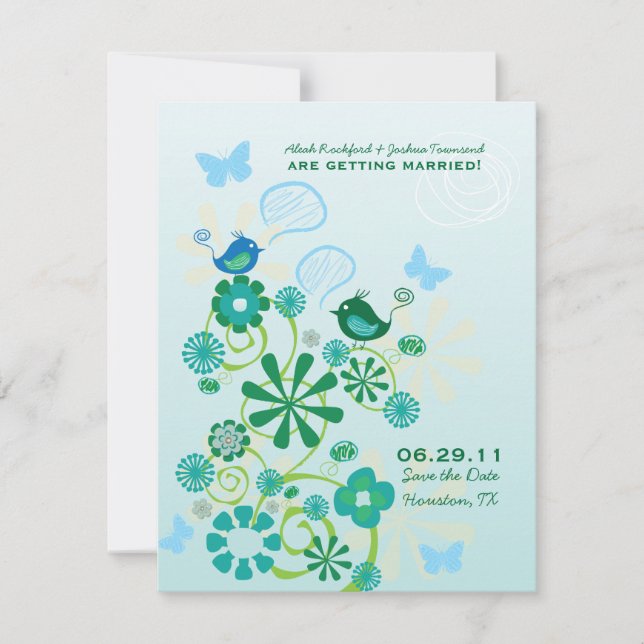 Invitación Anuncios de Aves de una Pluma para Guardar la Fech (Anverso)