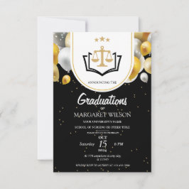 Invitación anuncios de graduación de abogado Oro Negro