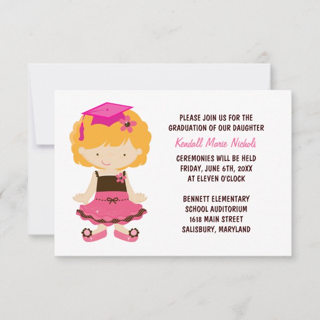 Invitación Anuncios de graduación de la escuela primaria (Anverso)