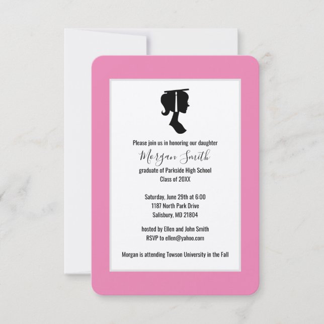 Invitación Anuncios de Graduación de Silhouette para Graduado (Anverso)