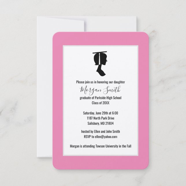 Invitación Anuncios de Graduación de Silhouette para Graduado (Anverso)