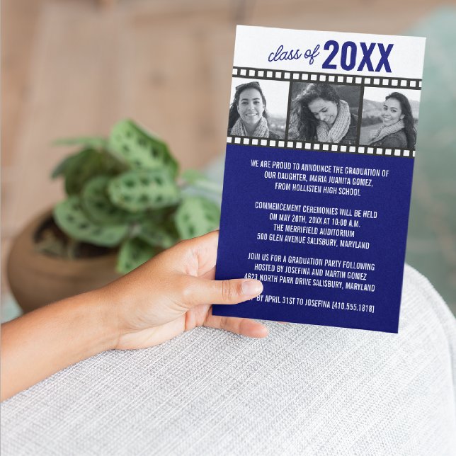 Invitación Anuncios de graduación fotográfica [Azul] (Subido por el creador)