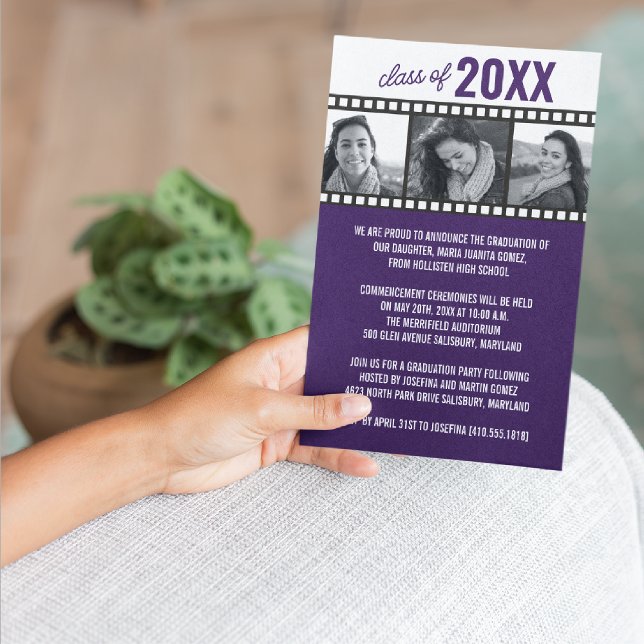 Invitación Anuncios de graduación fotográfica [púrpura] (Subido por el creador)