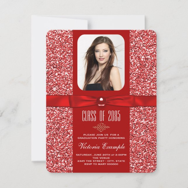 Invitación Anuncios de graduación rojos (Anverso)