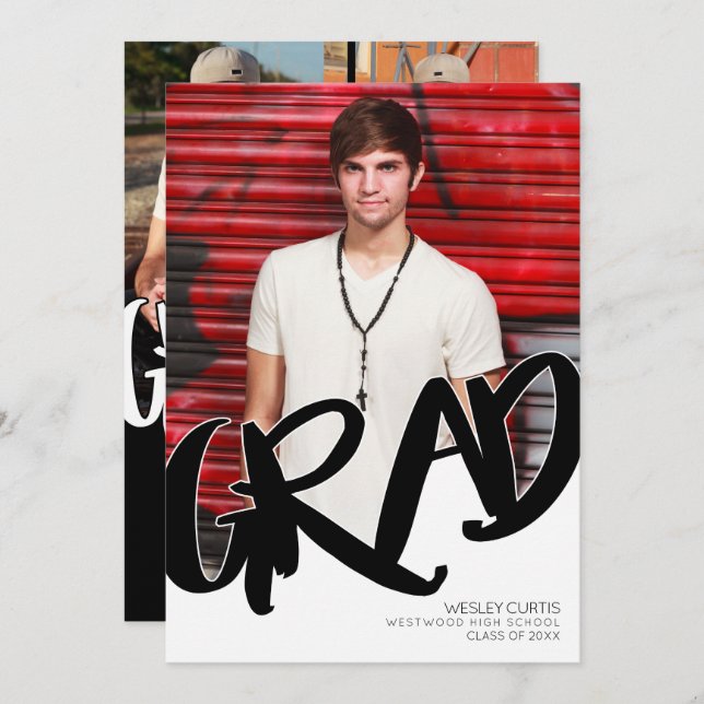 Invitación Anuncios modernos de graduación de graffitis (Anverso / Reverso)