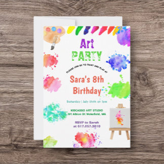 Invitación ANY AGE Art Party Paint Party Birthday