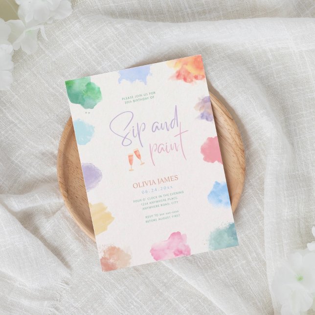 Invitación Any age sip and paint birthday  (Subido por el creador)