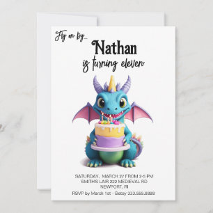 Invitación *~* AP88 Baby Dragon Photo Cake Fiesta de cumpleañ