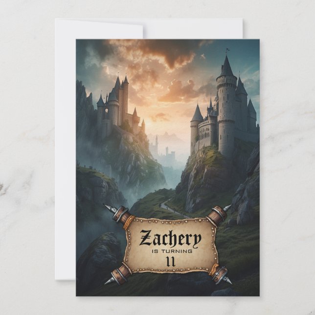 Invitación *~* AP88 Castillos de fantasía Cumpleaños medieval (Anverso)