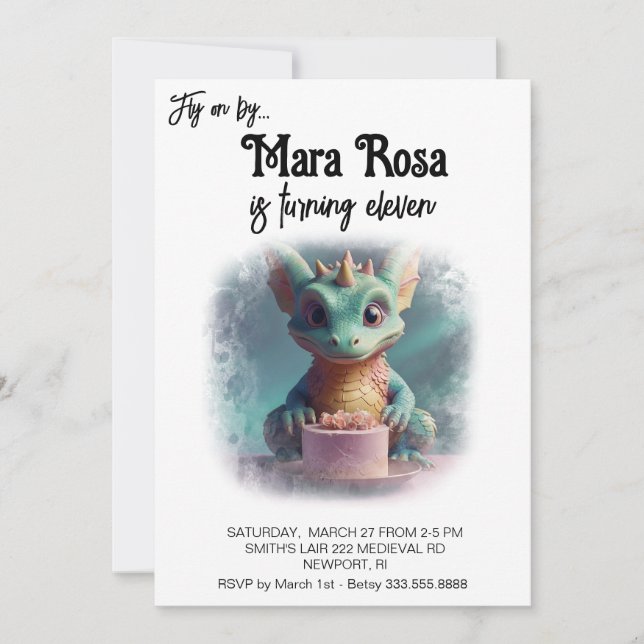 Invitación *~* AP88 FOTOGRAFÍA feliz Bebé Dragon Fiesta de cu (Anverso)