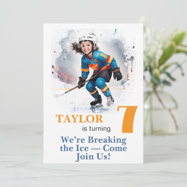 Invitación *~* AP94 k-9 DIY Cute Hockey Girl Birthday (Anverso de pie)