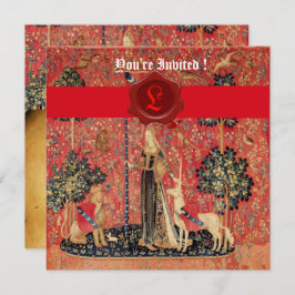 INVITACIÓN APARCAMIENTO DE SELLO DE LADY Y UNICORN MONOGRAM R