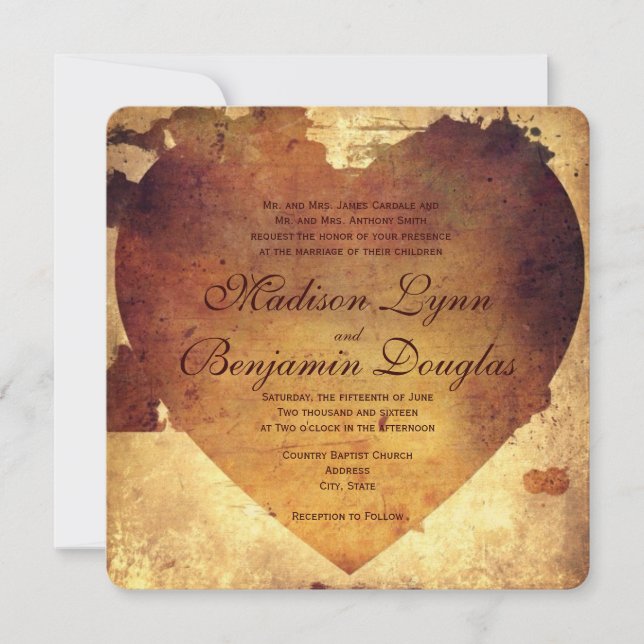 Invitación apenada país rústico de la boda del (Anverso)