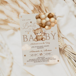Invitación Apenas Espera Ducha de Bebé Brown
