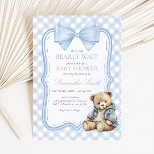 Invitación Apenas Espera Elegante Fiesta de Bebé Oso
