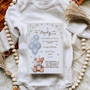 Invitación Apenas Esperamos Azul Vintage Cumpleaños de Niño
