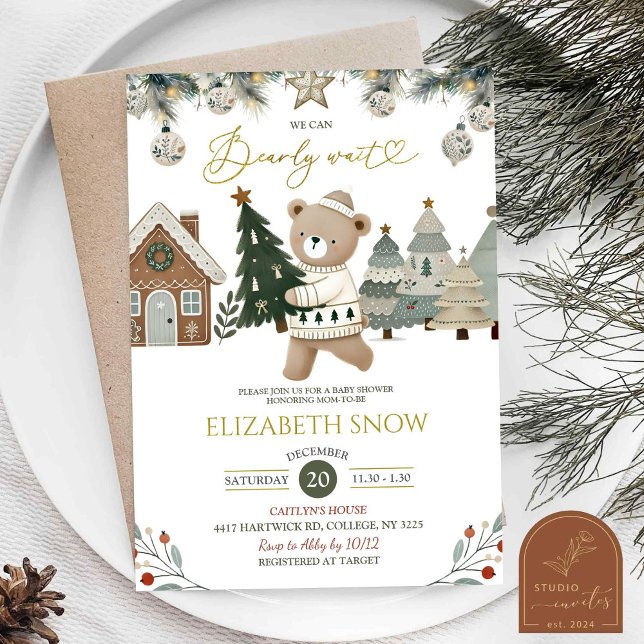 Invitación Apenas Esperamos el Bebé en Navidad Baby Shower (Subido por el creador)