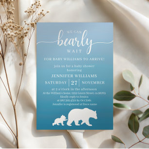 Invitación Apenas Esperamos Gradiente Azul Baby Shower
