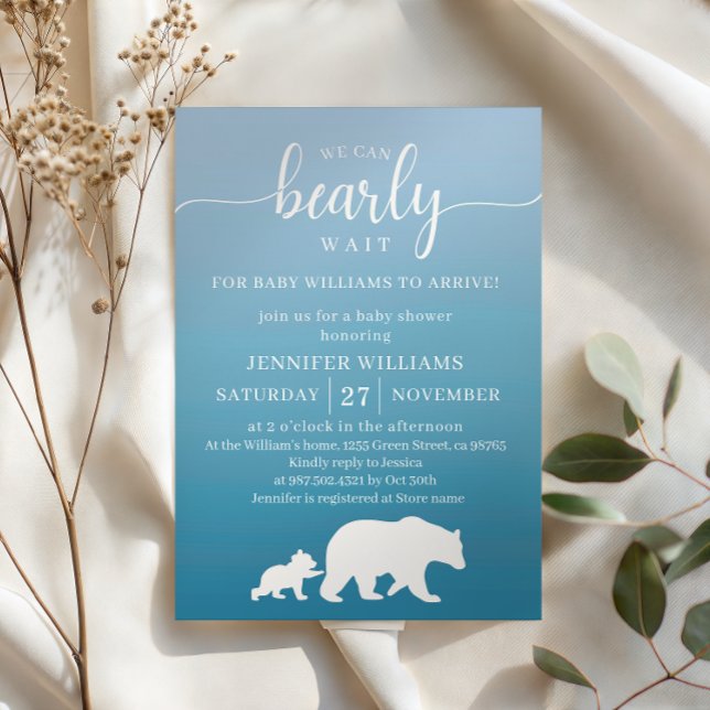 Invitación Apenas Esperamos Gradiente Azul Baby Shower (Subido por el creador)