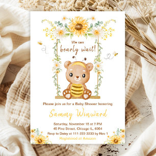 Invitación Apenas Esperamos Oso de Miel Columpio Shower de Be